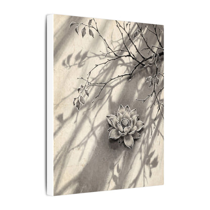 Winter Lotus Flower Sumi E Canvas Art | Contemplative Decor