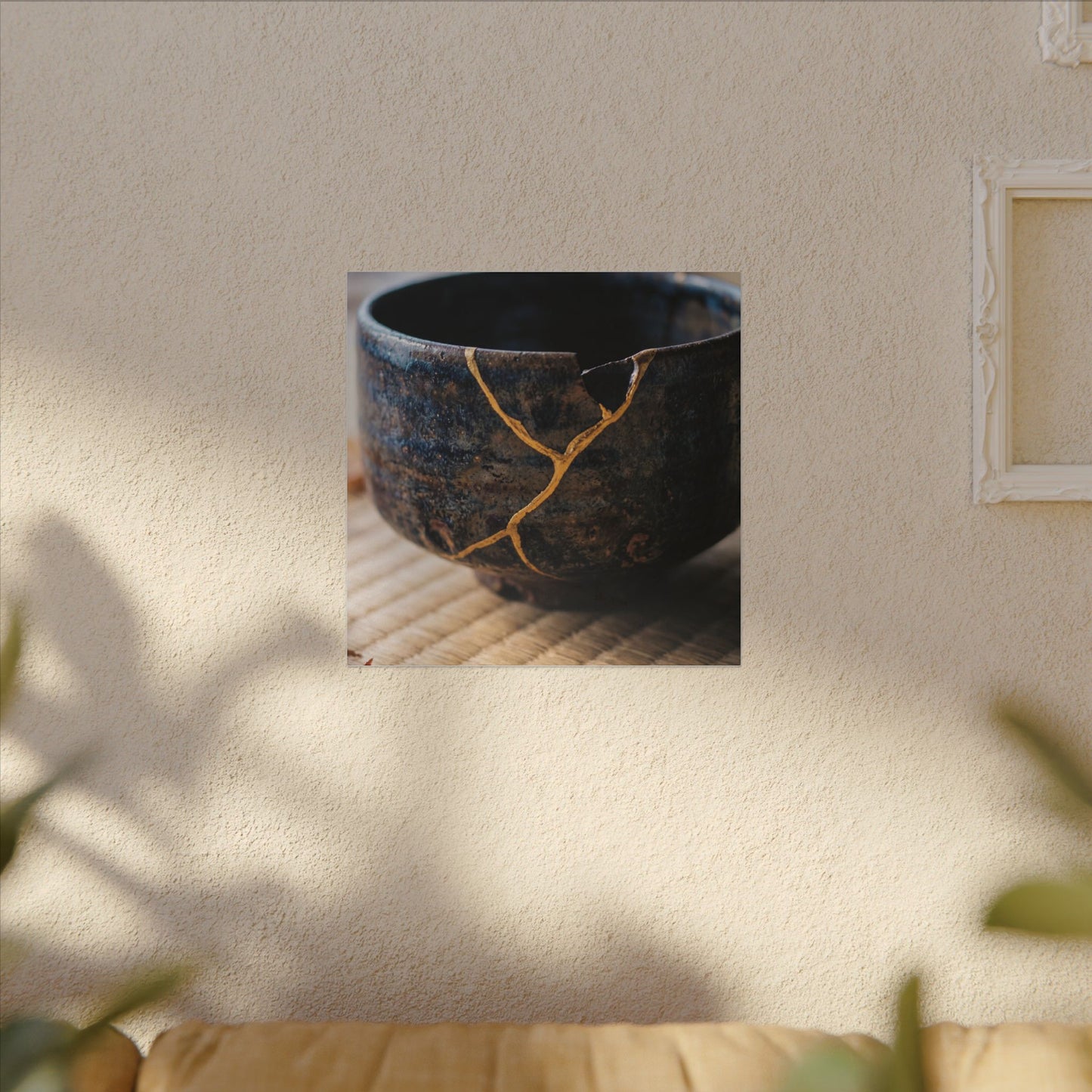 Tea Ceremony Autumn Canvas Art | Kintsugi Healing Design