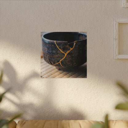 Tea Ceremony Autumn Canvas Art | Kintsugi Healing Design