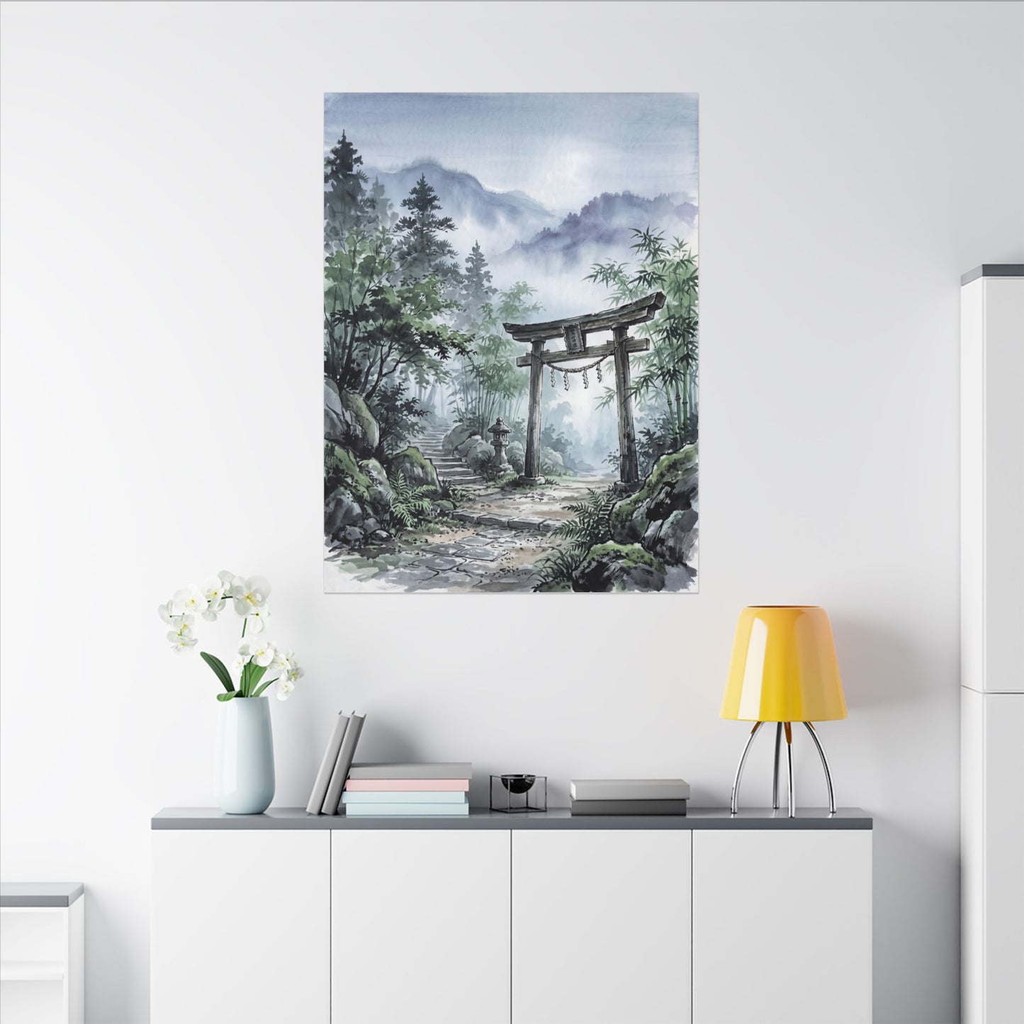 Moonlight Torii Gate Canvas Art - Zen Fukinsei