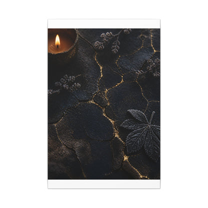 Candlelight Cracked Earth Canvas Art - Dark Japandi Ma