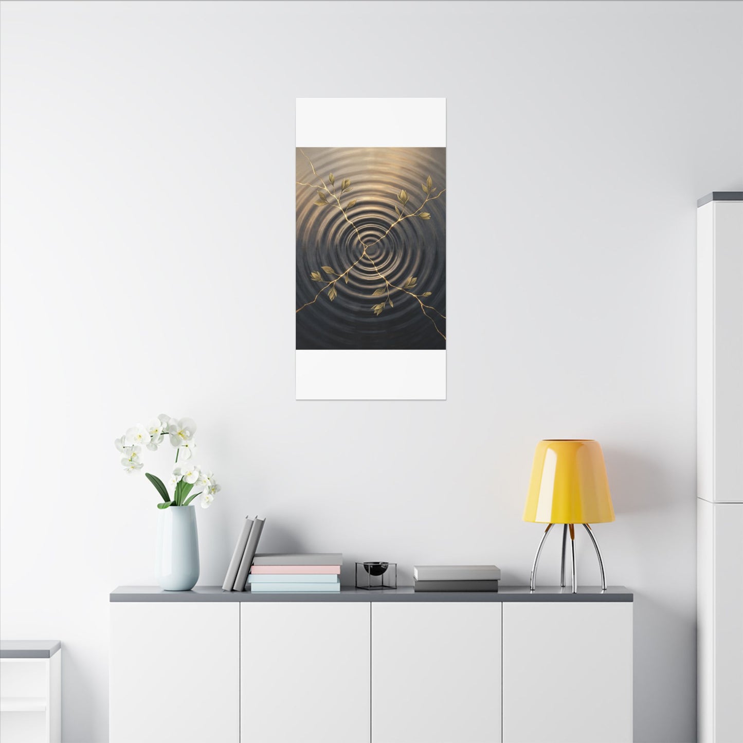 Kanso Water Ripple Canvas Art - Kintsugi Gold Vein