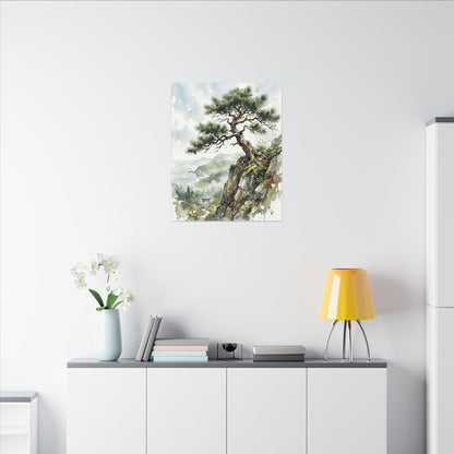Pine Tree Spring Canvas Art | Japandi Neutral Design