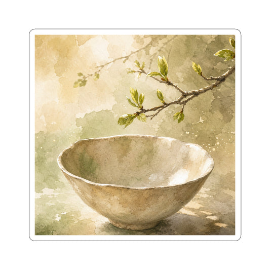 Ceramic Bowl Spring Sticker | Japandi Neutral Design