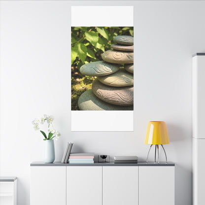 River Stones Summer Canvas Art | Japandi Earthy Design