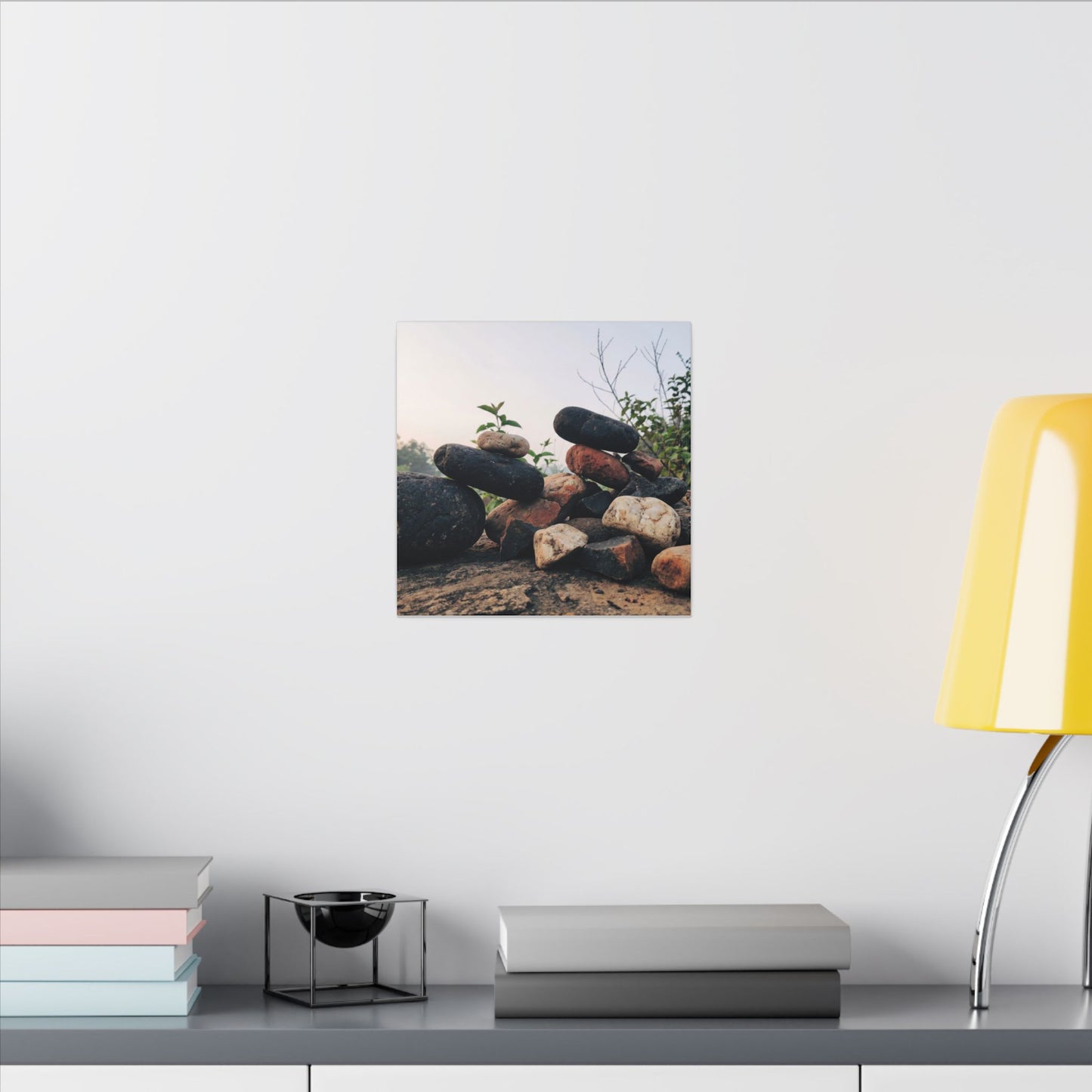 River Stones Canvas Art | Spring Kintsugi Broken Beauty Art