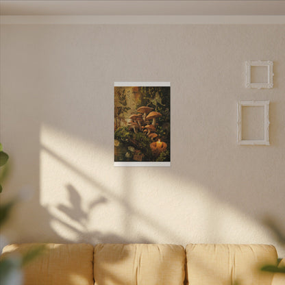 Spring Wild Mushrooms Herbarium Canvas Art | Earthy Decor