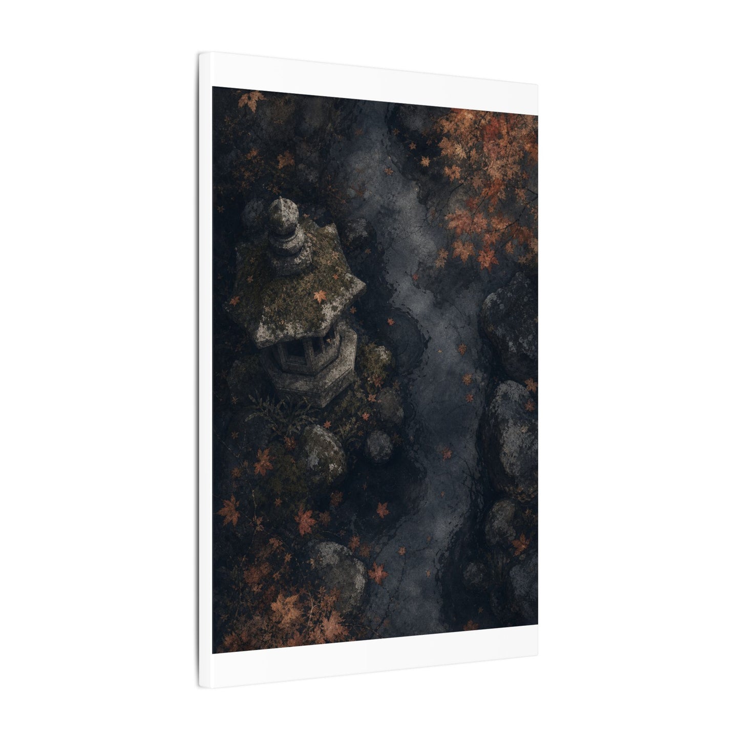 Stone Lantern Canvas Art | Autumn Japandi Texture Art