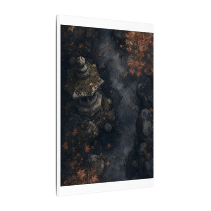Stone Lantern Canvas Art | Autumn Japandi Texture Art