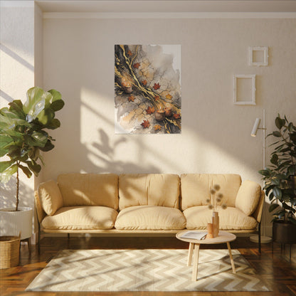 Cracked Earth Autumn Canvas Art | Japandi Warm Design