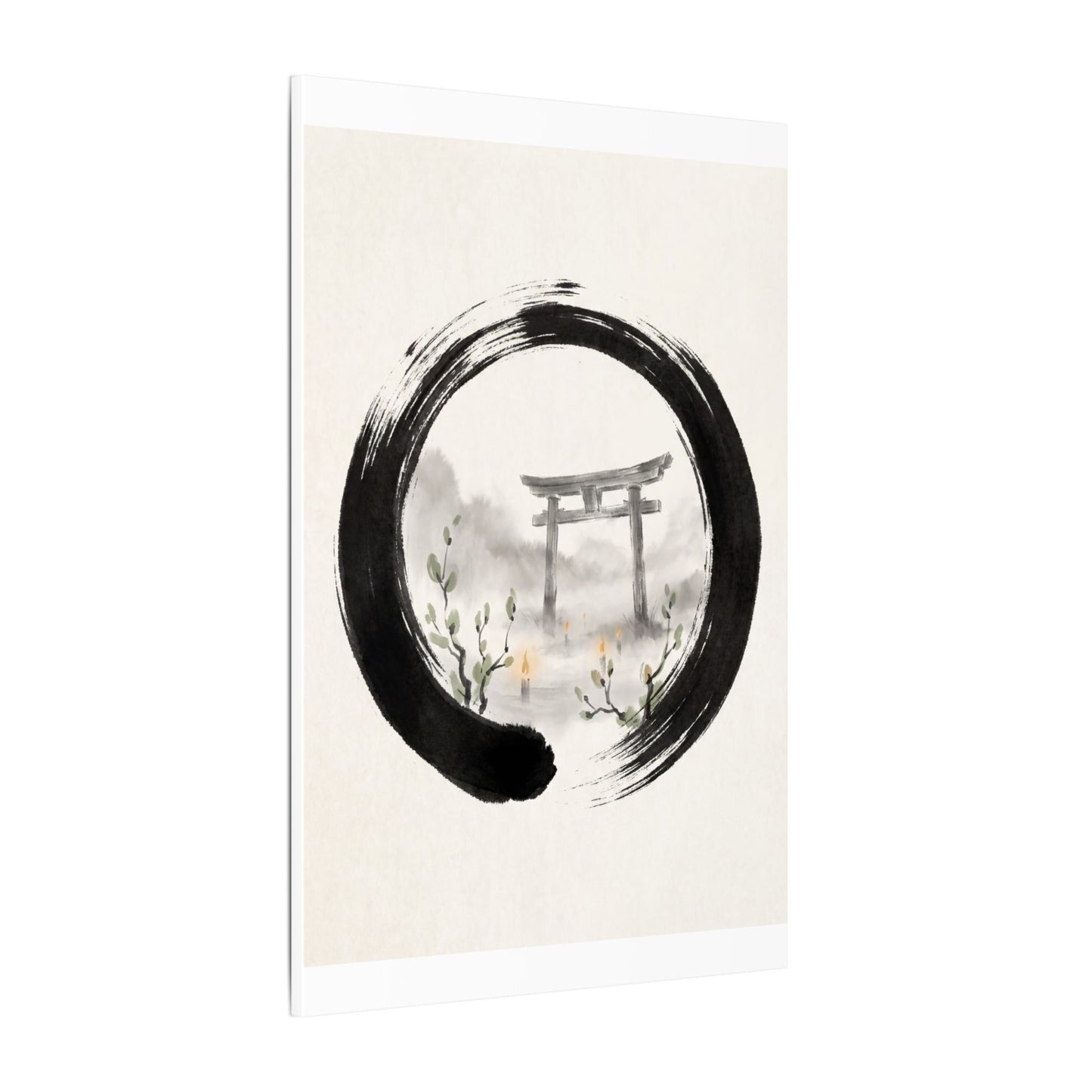 Spring Torii Gate Enso Canvas Art | Tranquil Decor