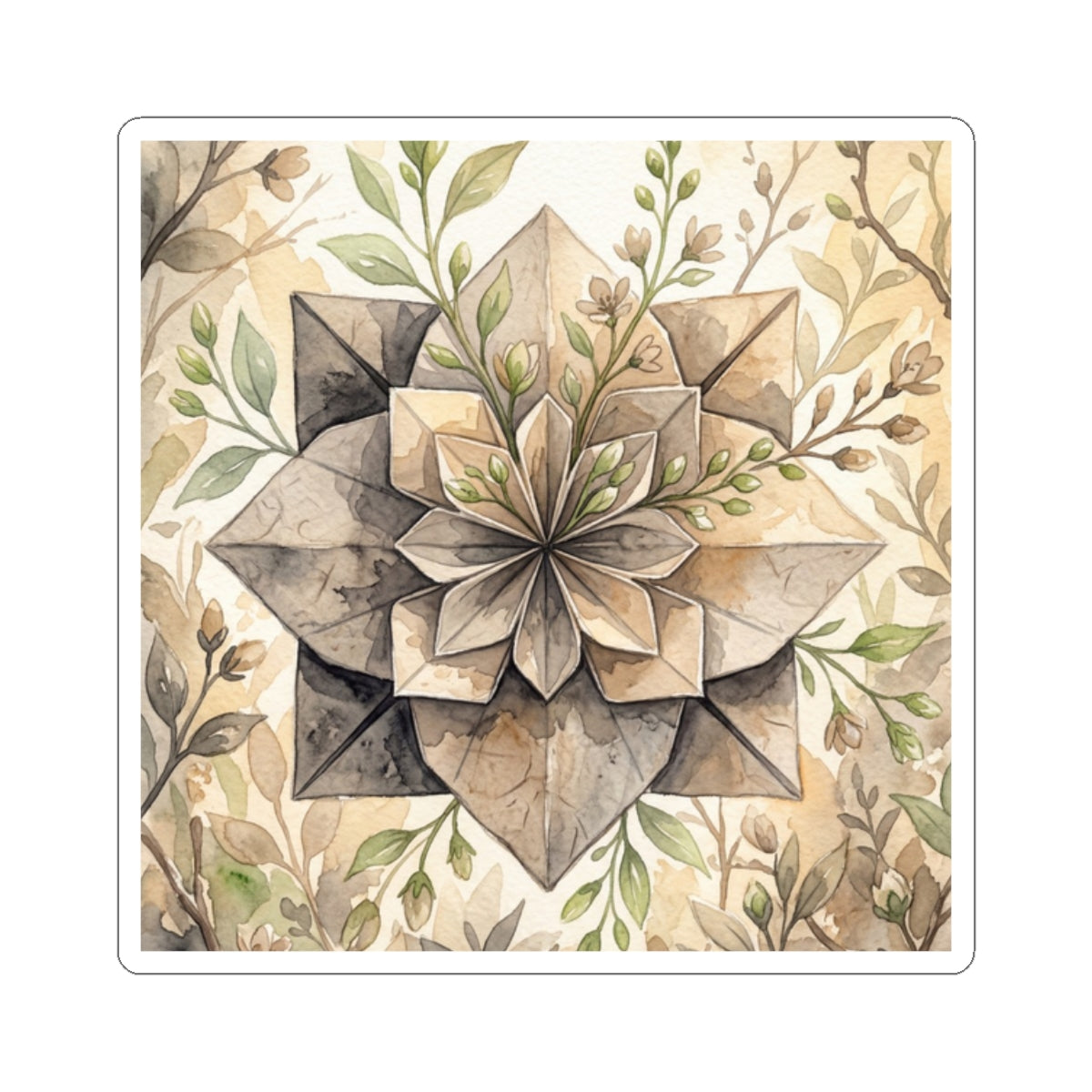 Golden Hour Paper Fold Sticker - Japandi Mono No Aware Art Print