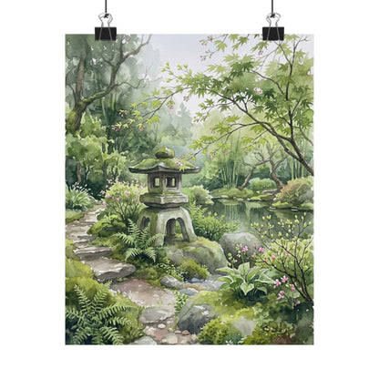 Stone Lantern Spring Wall Art Print | Japandi Elegant Design Art Print