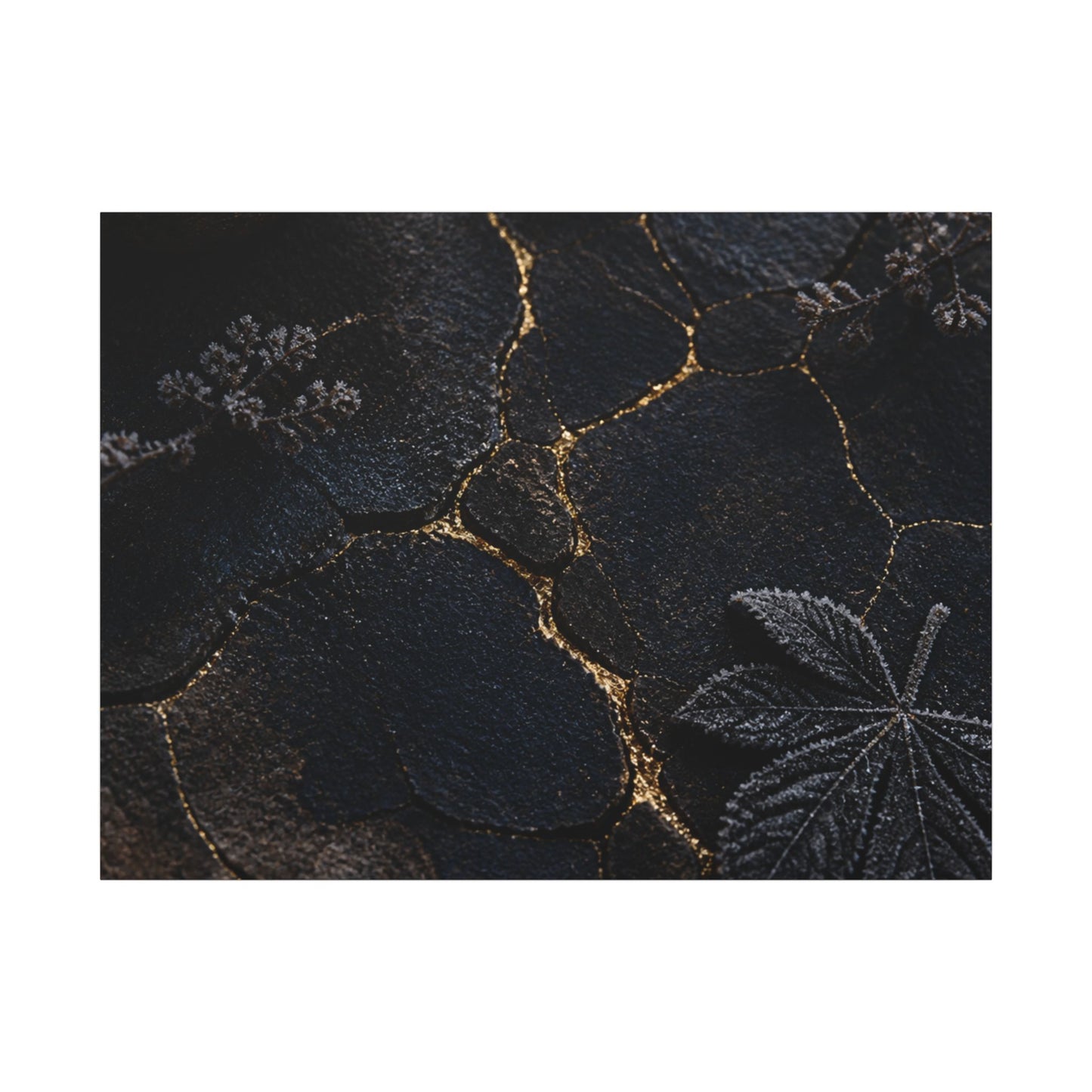 Candlelight Cracked Earth Canvas Art - Dark Japandi Ma