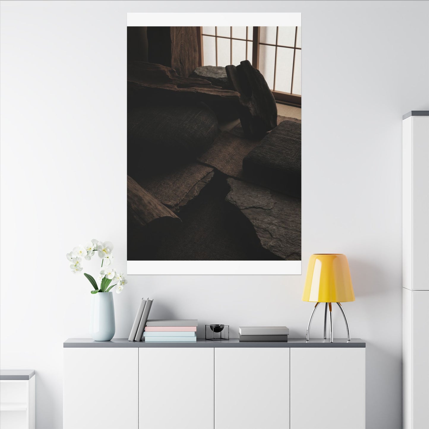 Dark Japandi Shadow Zen Canvas Art