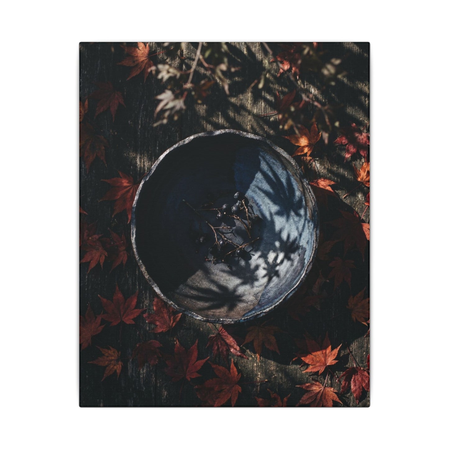 Autumn Ceramic Bowl Shadow Zen Canvas Art | Bold Decor