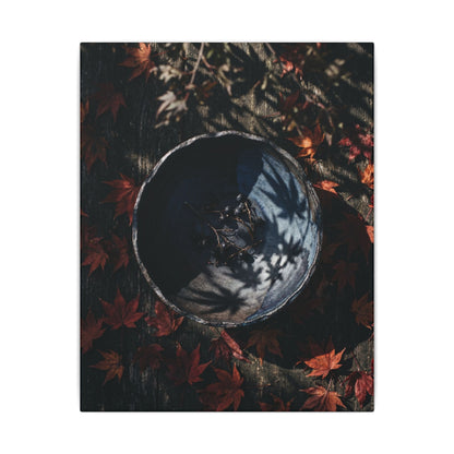 Autumn Ceramic Bowl Shadow Zen Canvas Art | Bold Decor