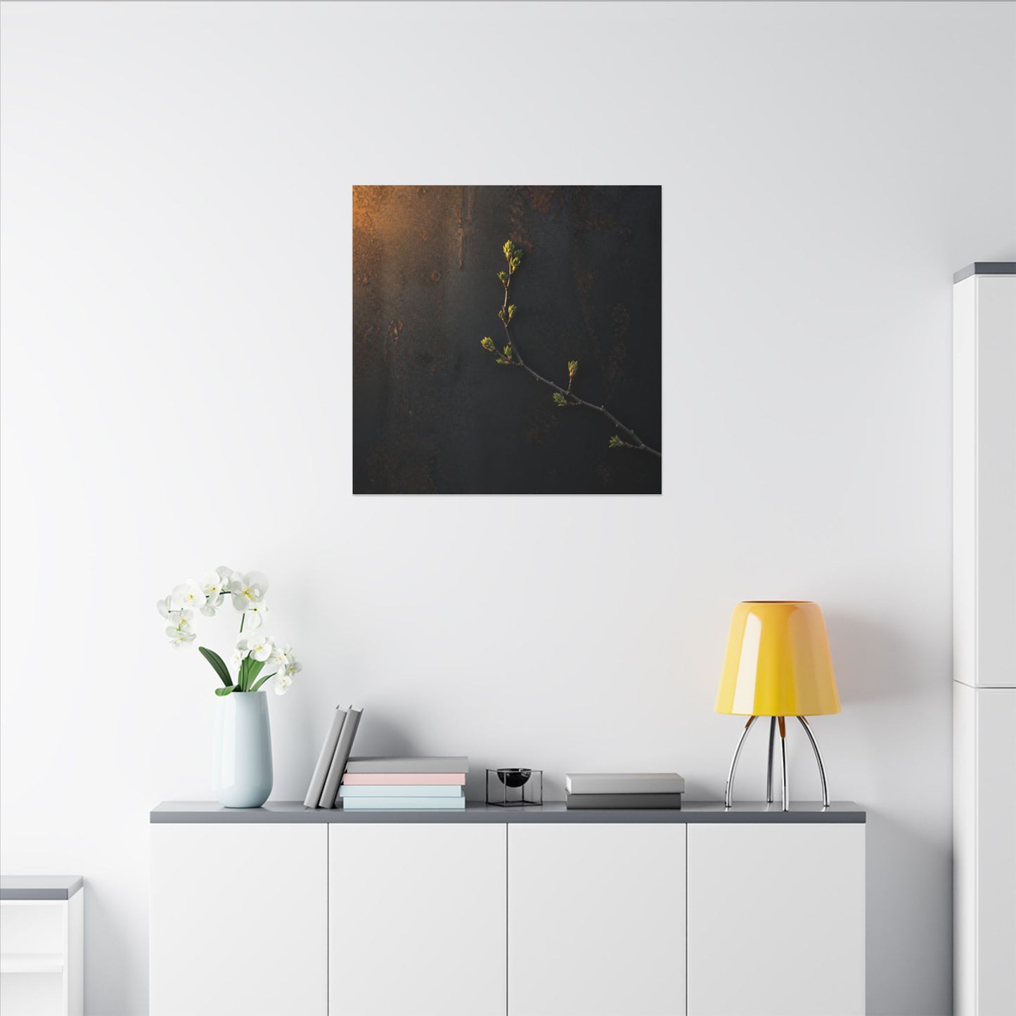 Dark Japandi Rust Patina in Golden Hour | Moody Minimal Canvas Art