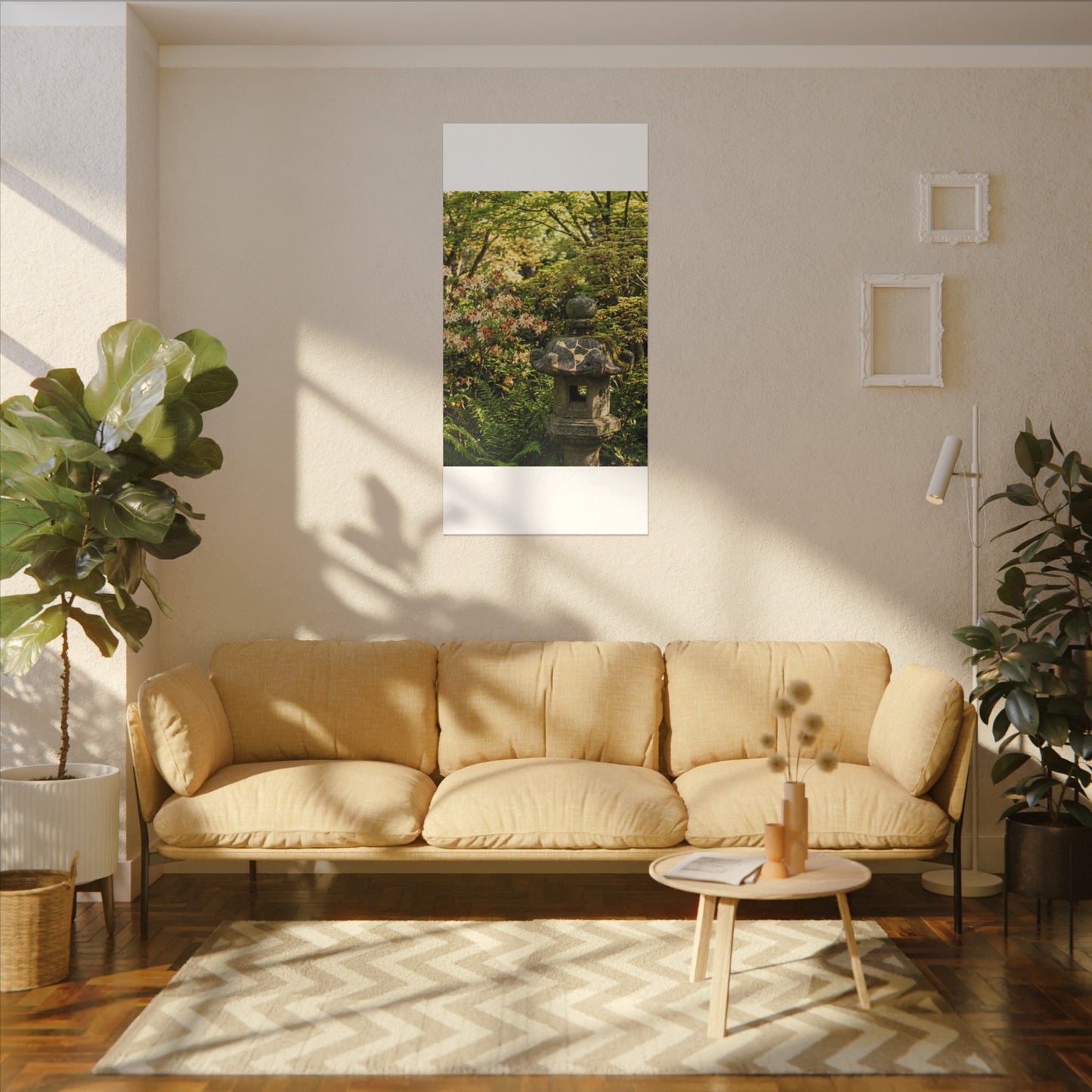 Spring Stone Lantern Gold Repair Canvas Art | Beautiful Decor