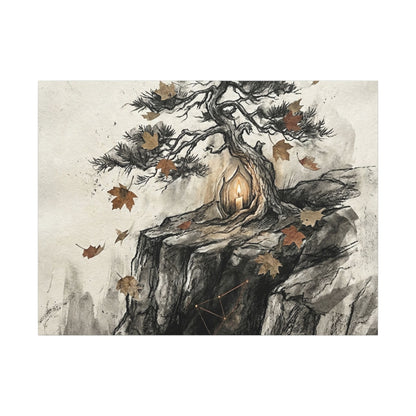 Pine Tree Autumn Canvas Art | Japandi Earthy Design