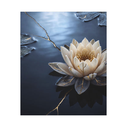 Beautiful Lotus Flower Canvas Art - Gold Vein Kintsugi