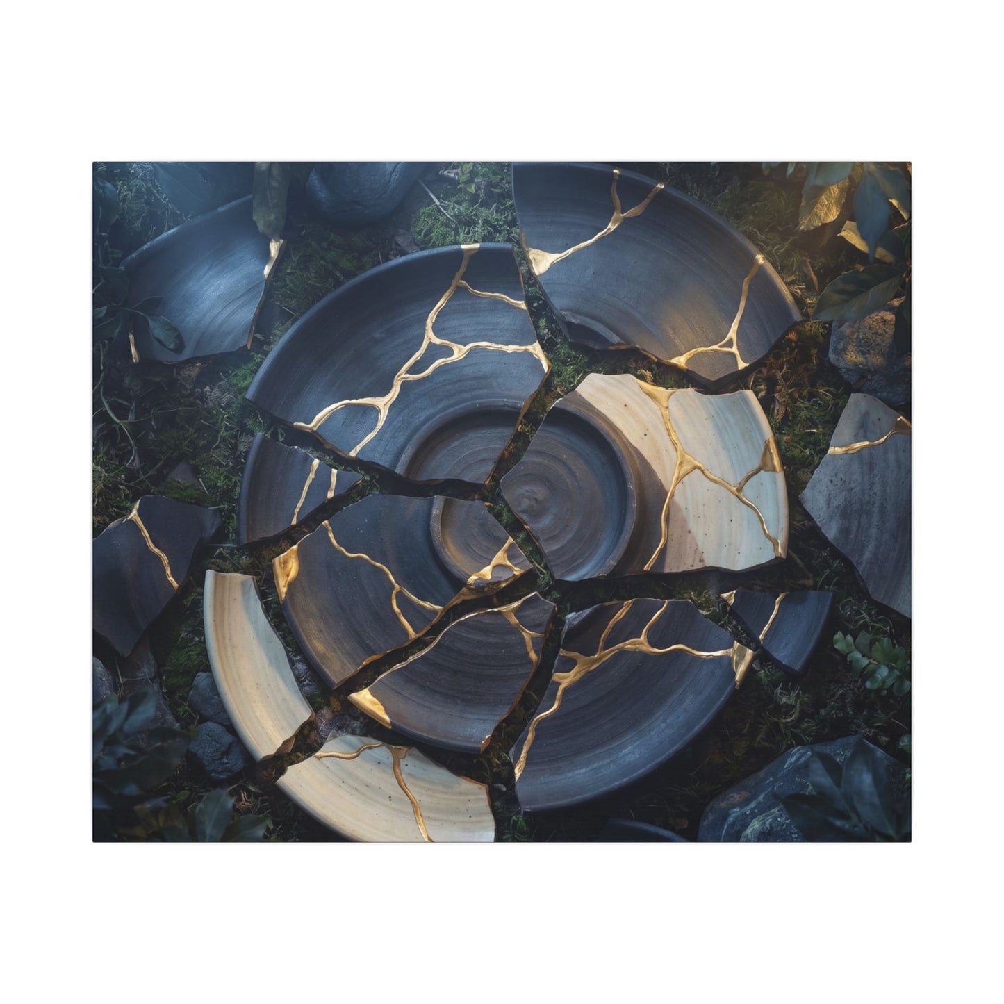 Resilient Broken Pottery Canvas Art - Gold Vein Kintsugi