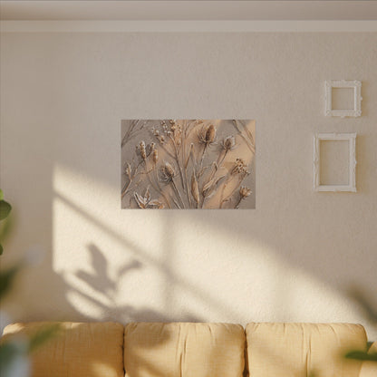 Japandi Dried Flowers in Golden Hour | Watercolor Canvas Art