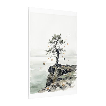 Japandi Pine Tree in Overcast | Watercolor Canvas Art
