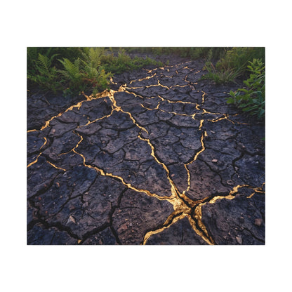 Cracked Earth Canvas Art | Summer Kintsugi Crackle Gold Art