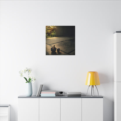 Dark Japandi Tea Ceremony in Golden Hour | Dark Texture Canvas Art