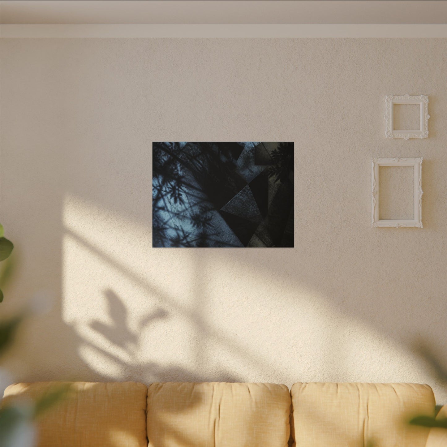 Shadow Play Winter Canvas Art | Dark Japandi Luxurious Design