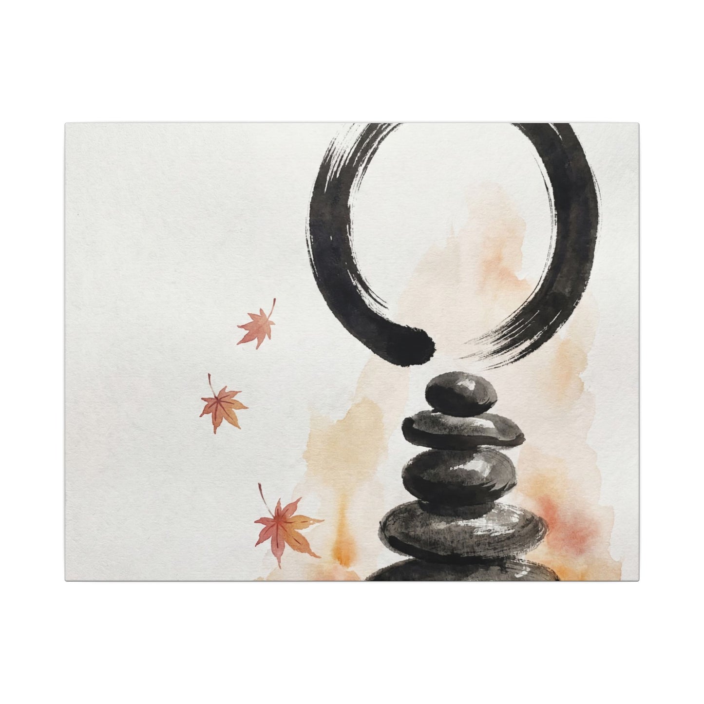 River Stones Canvas Art | Autumn Zen Enso Art Art Print