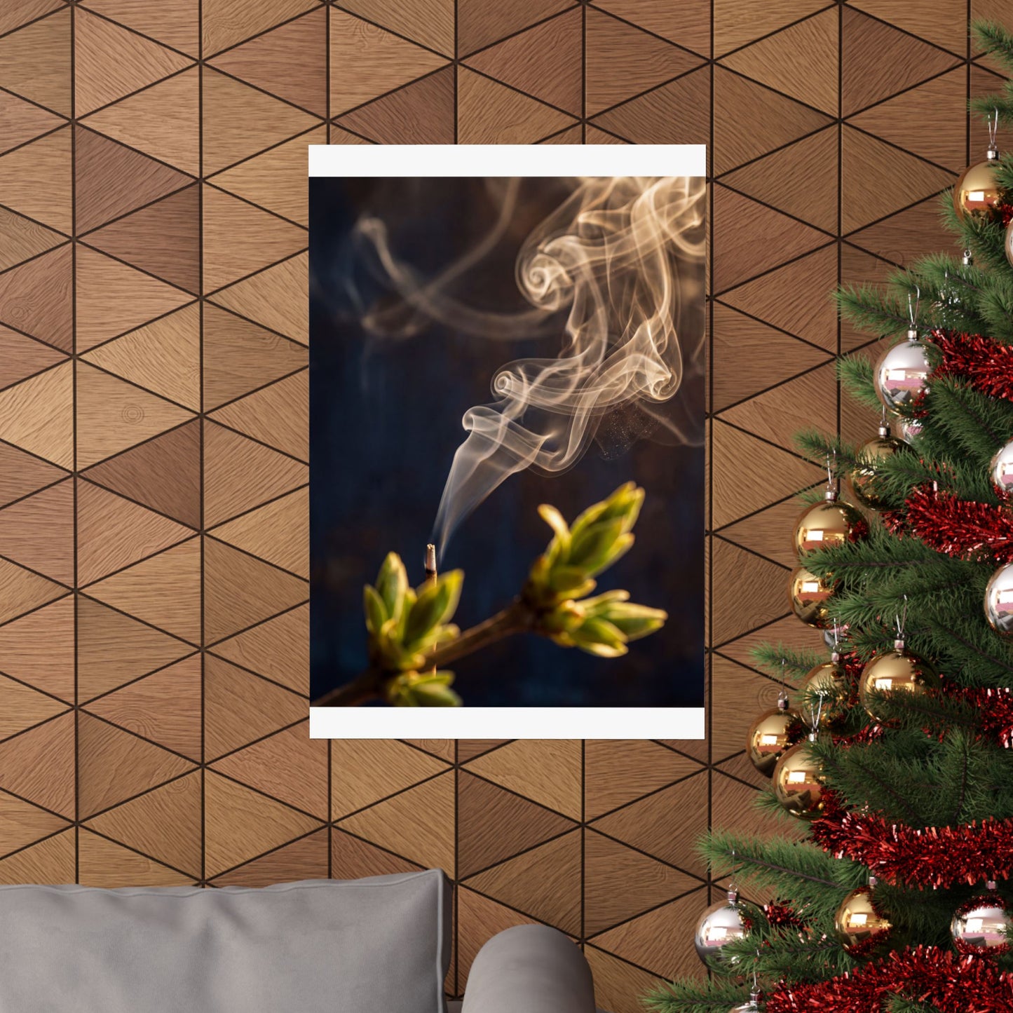 Incense Smoke Wall Art Print | Spring Dark Japandi Dark Texture Art