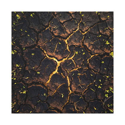 Cracked Earth Moody Minimal Canvas Art | Sophisticated Dark Japandi Art
