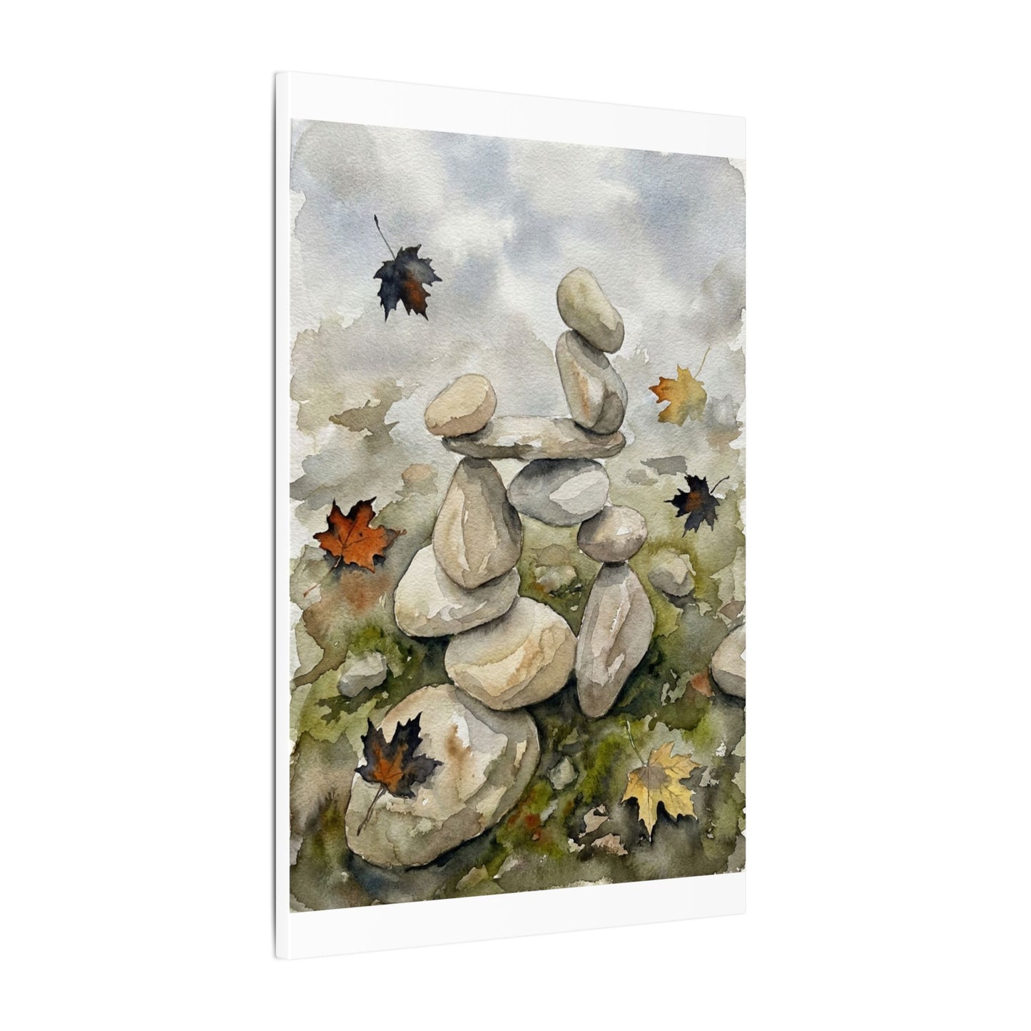 Overcast River Stones Canvas Art - Japandi Fukinsei