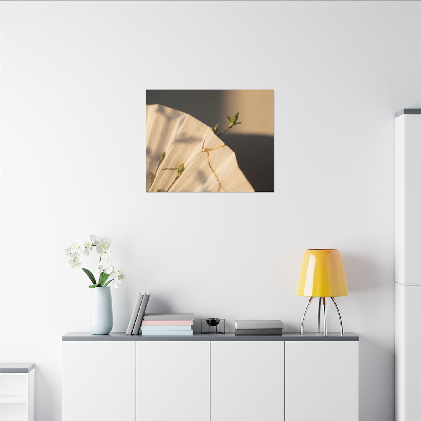 Paper Fold Gold Vein Canvas Art | Healing Kintsugi Art