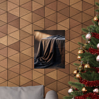 Dark Japandi Silk Drape in Golden Hour | Shadow Zen Wall Art Print
