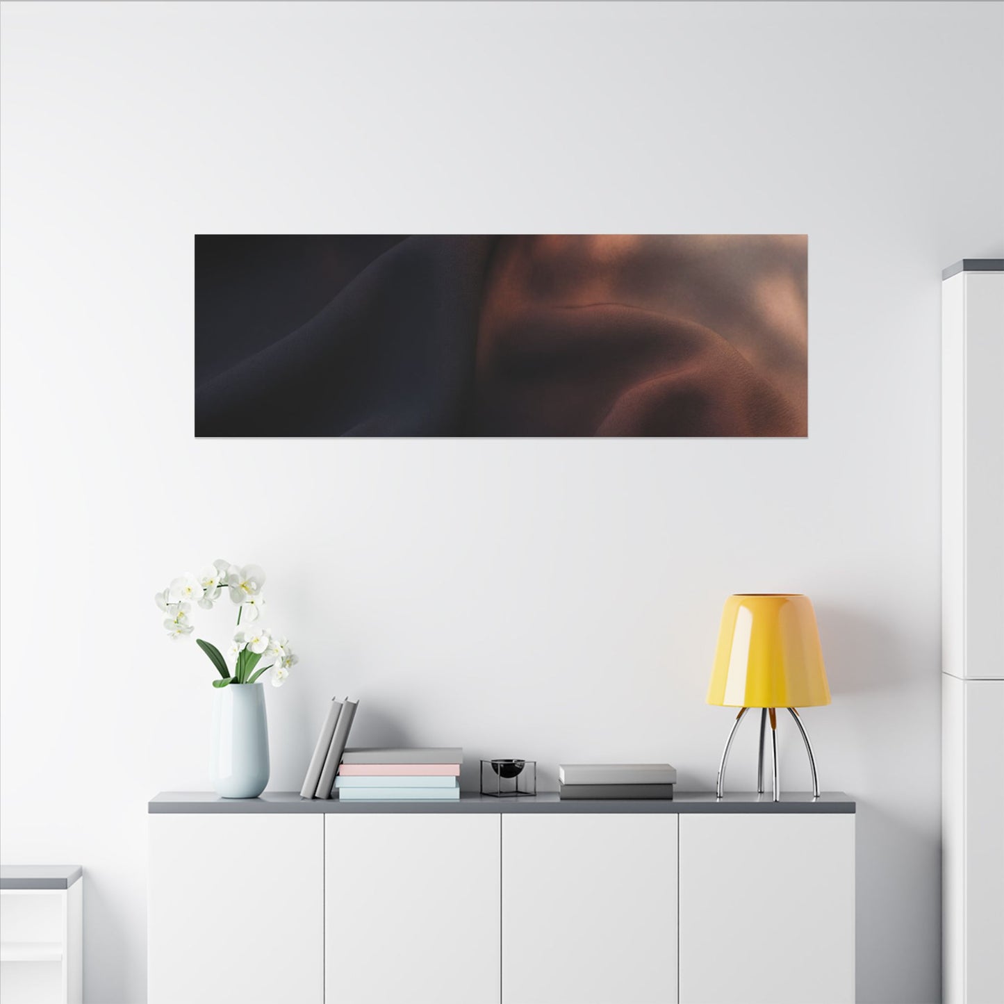 Dark Japandi Silk Drape in Dawn | Shadow Zen Canvas Art