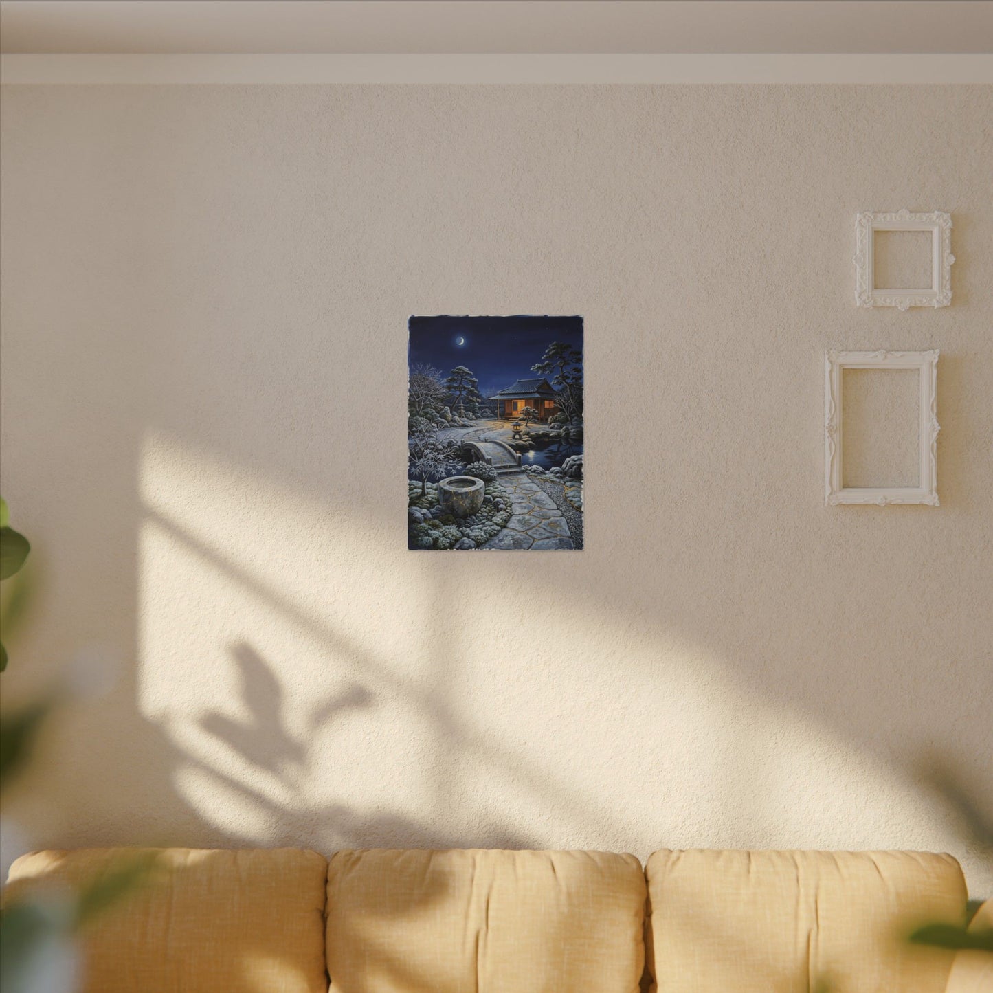 Moonlit Garden Winter Canvas Art | Kintsugi Artful Design