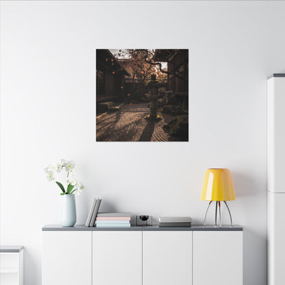 Seijaku Stone Lantern Canvas Art - Dark Japandi Shadow Zen