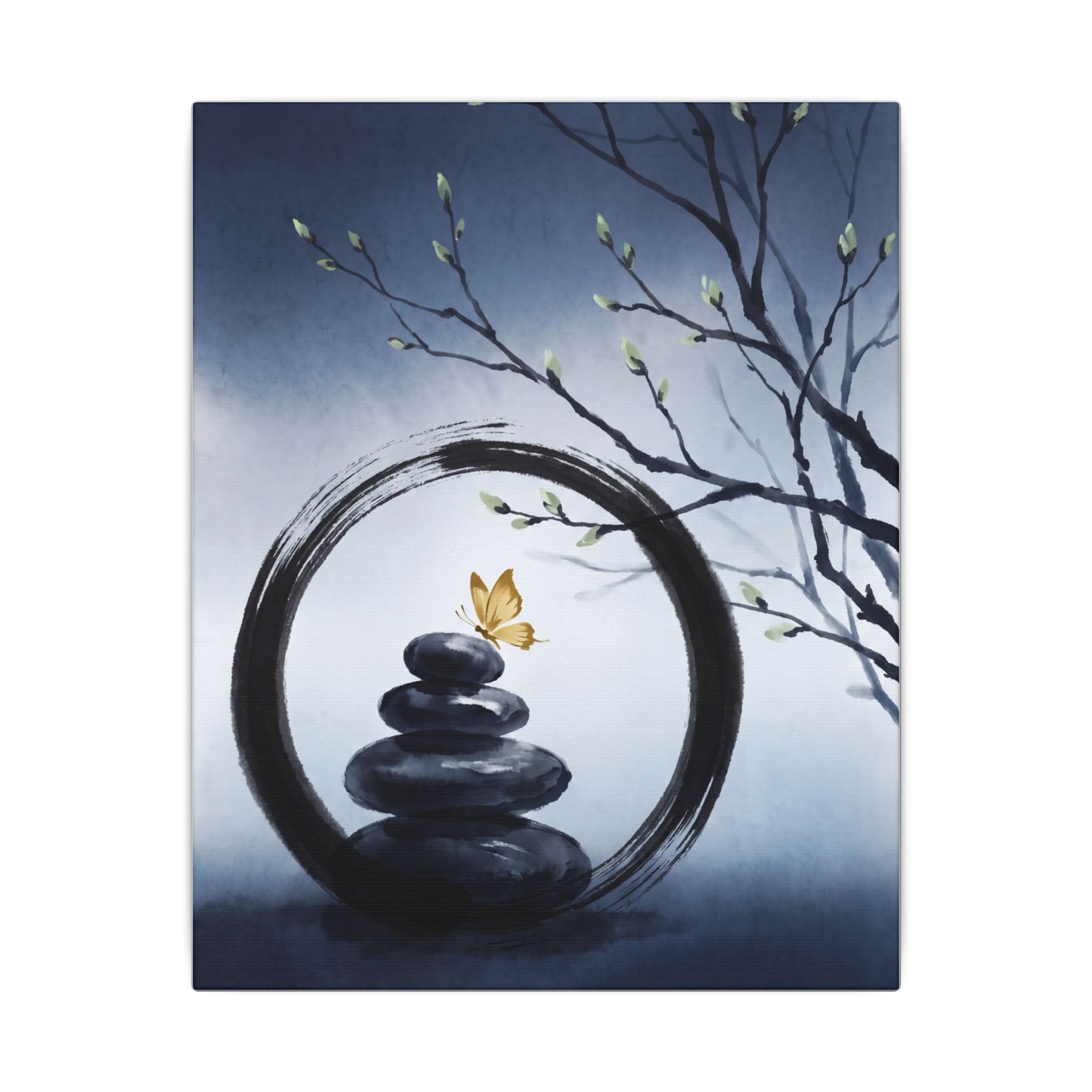 River Stones Spring Canvas Art | Zen Peaceful Design