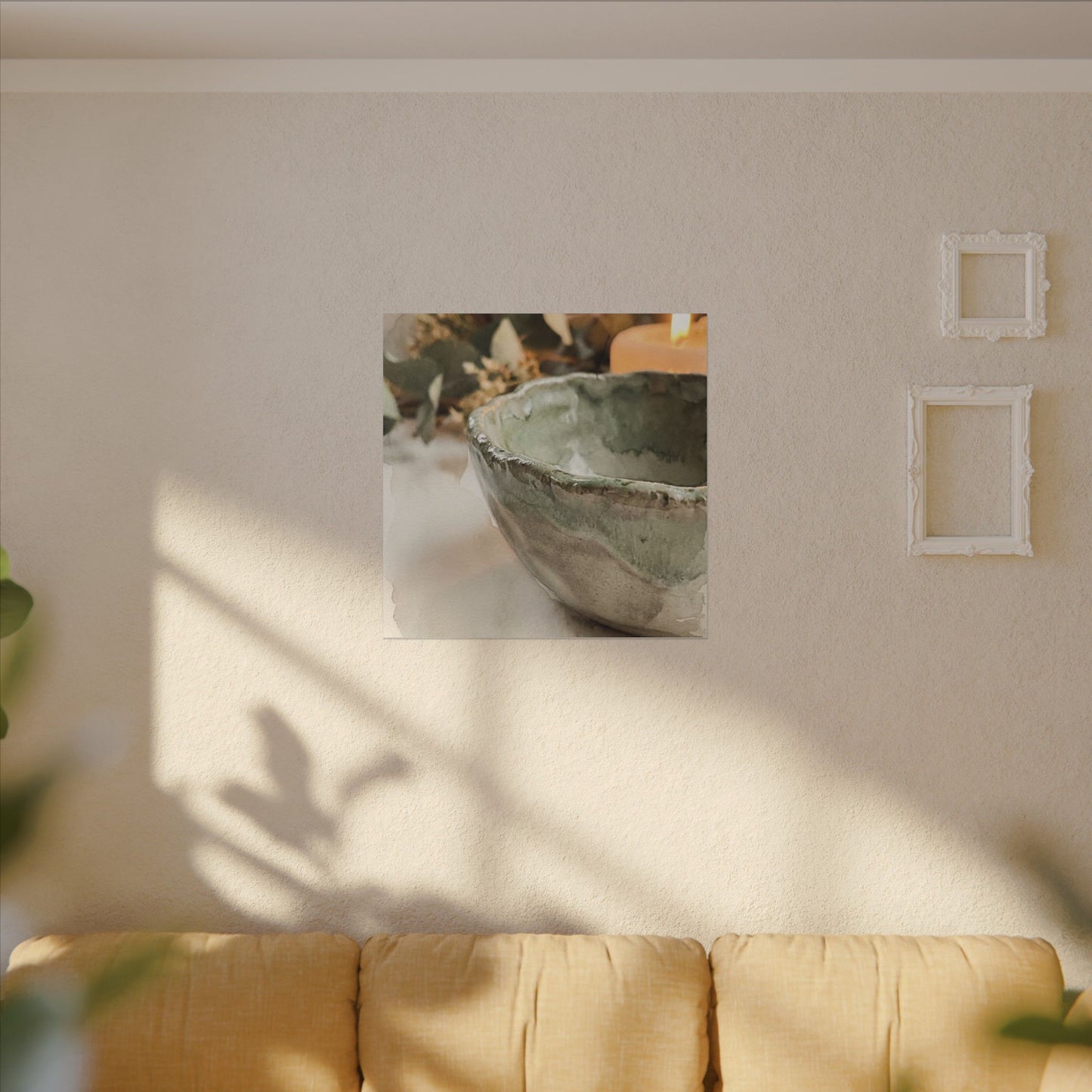 Ceramic Bowl Canvas Art | Summer Japandi Watercolor Art