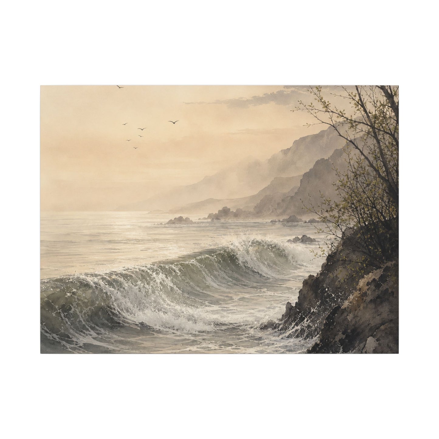 Ocean Wave Spring Canvas Art | Japandi Elegant Design