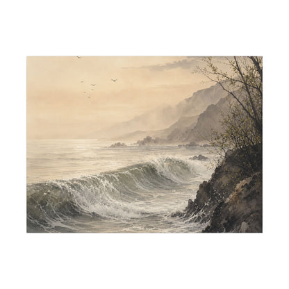 Ocean Wave Spring Canvas Art | Japandi Elegant Design