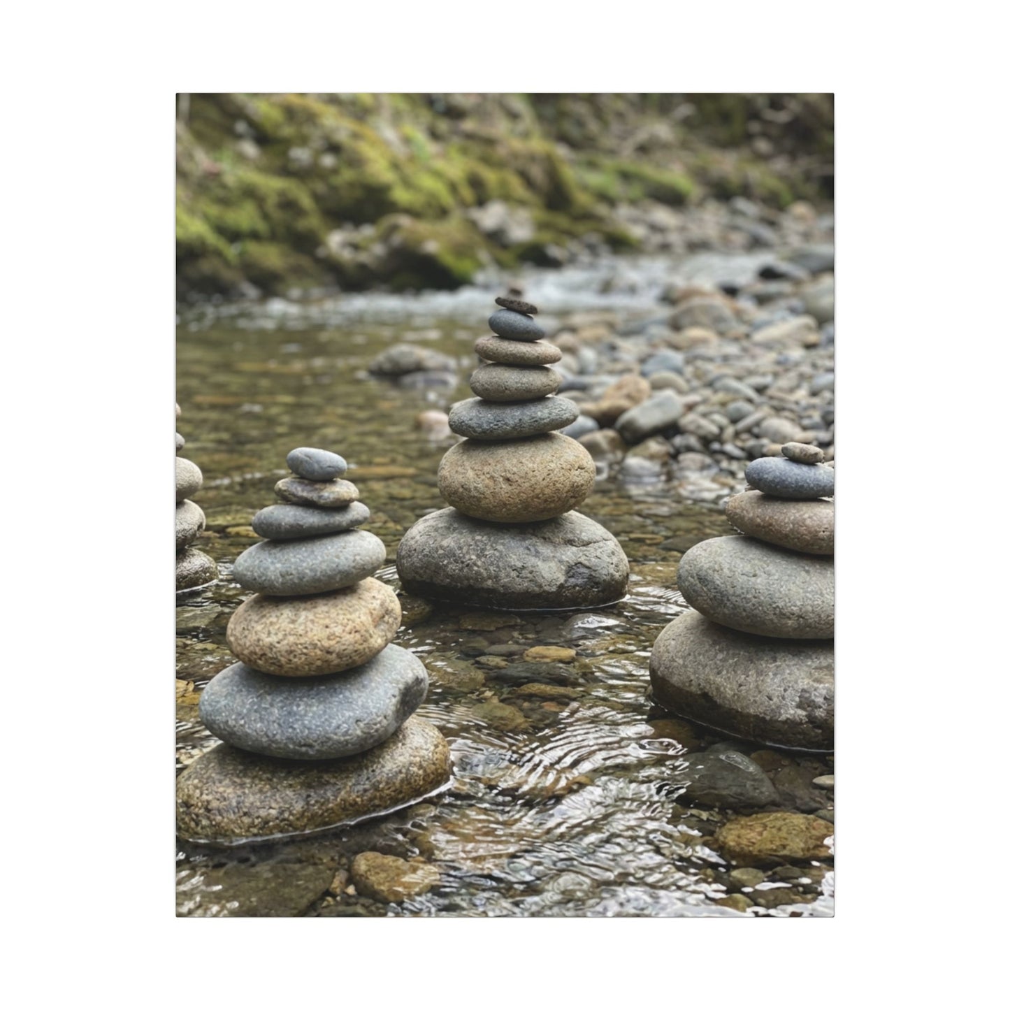 Zen River Stones in Dawn | Karesansui Canvas Art
