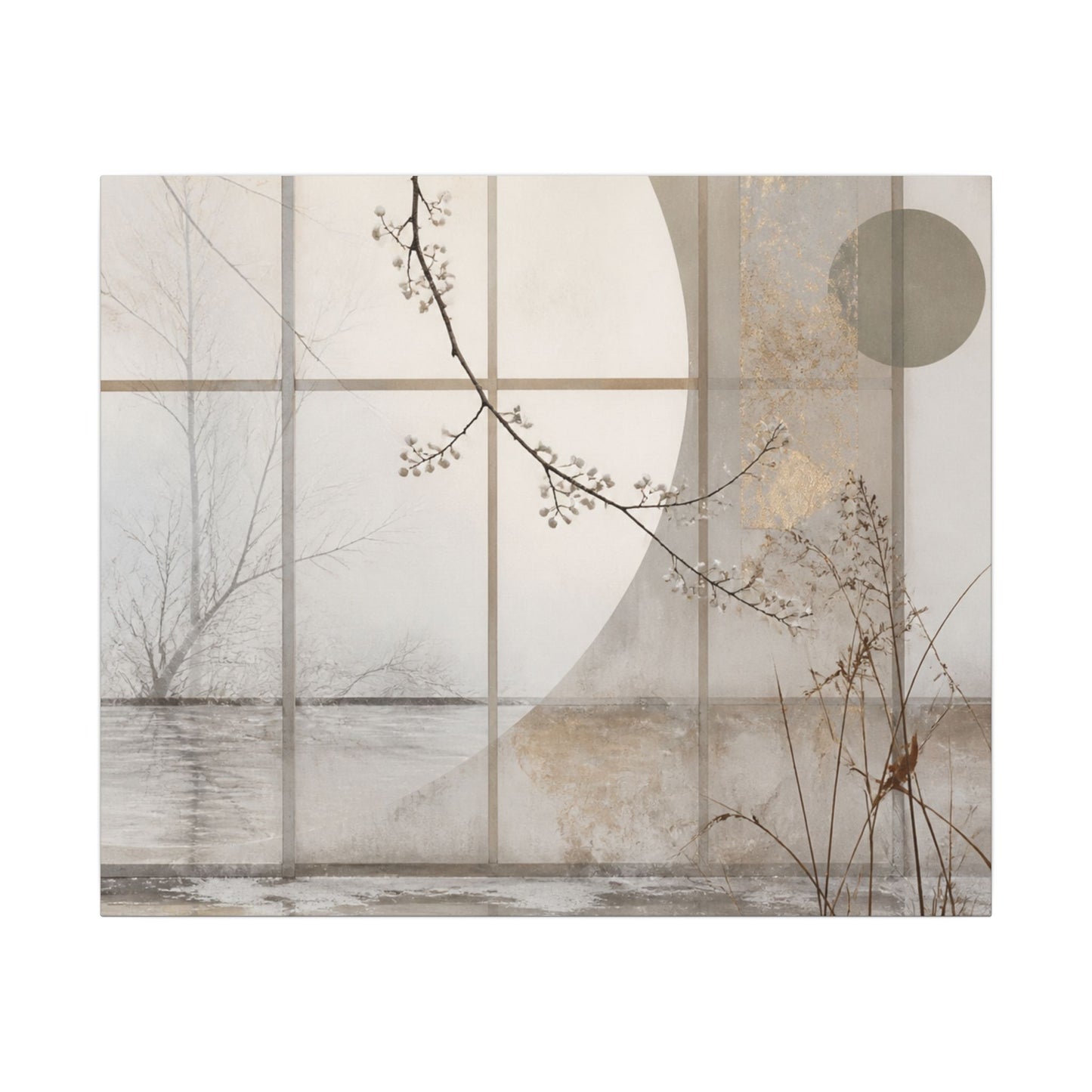 Winter Shoji Screen Japanese Pattern Canvas Art | Elegant Decor
