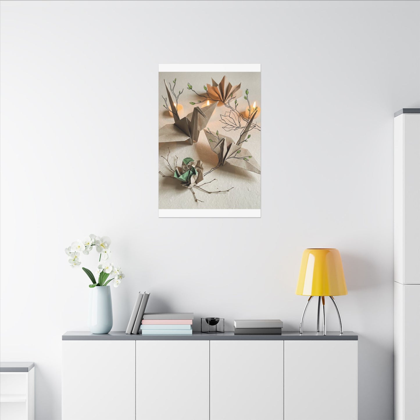 Paper Fold Spring Canvas Art | Japandi Earthy Design