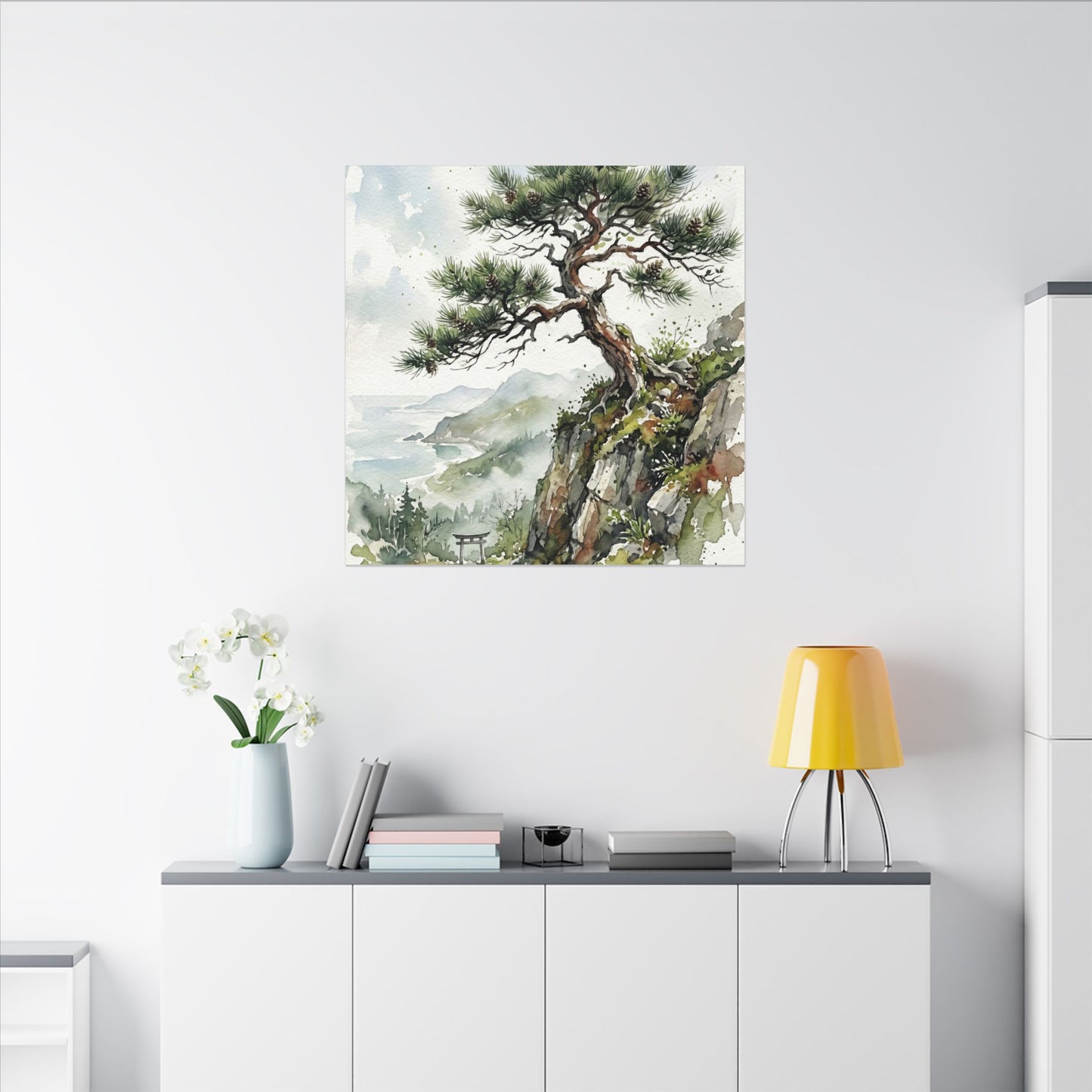 Pine Tree Spring Canvas Art | Japandi Neutral Design