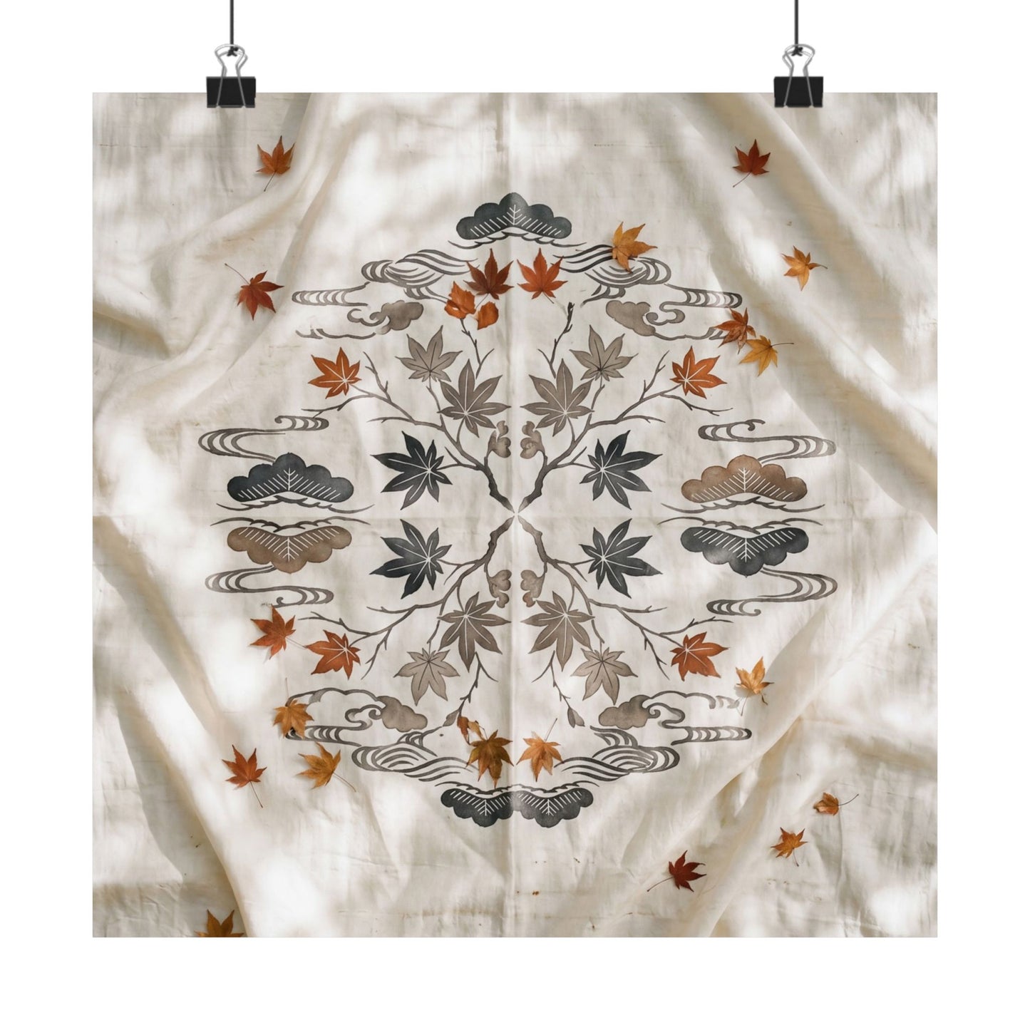 Warm Silk Drape Wall Art Print - Japanese Pattern Japandi
