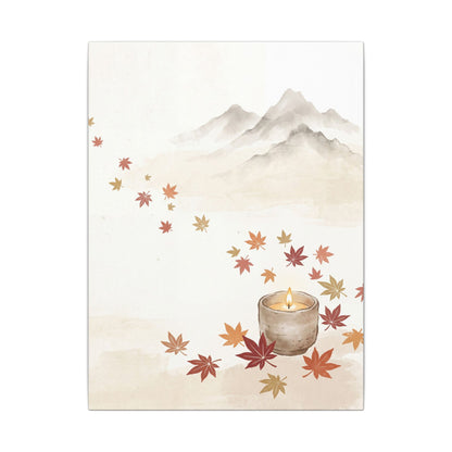 Earthy Mountain Mist Canvas Art - Japanese Pattern Japandi